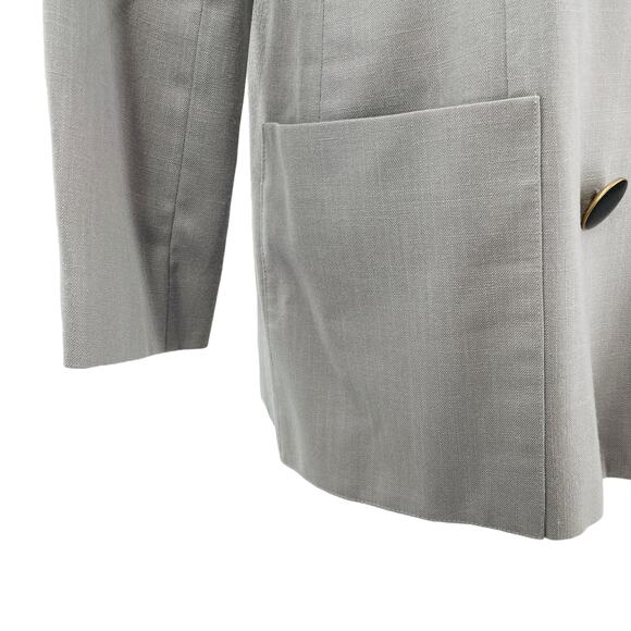 Oleg Cassini Gray Tuxedo Double Breasted Notched Black Trim Blazer Women Sz 12 - Picture 7 of 14